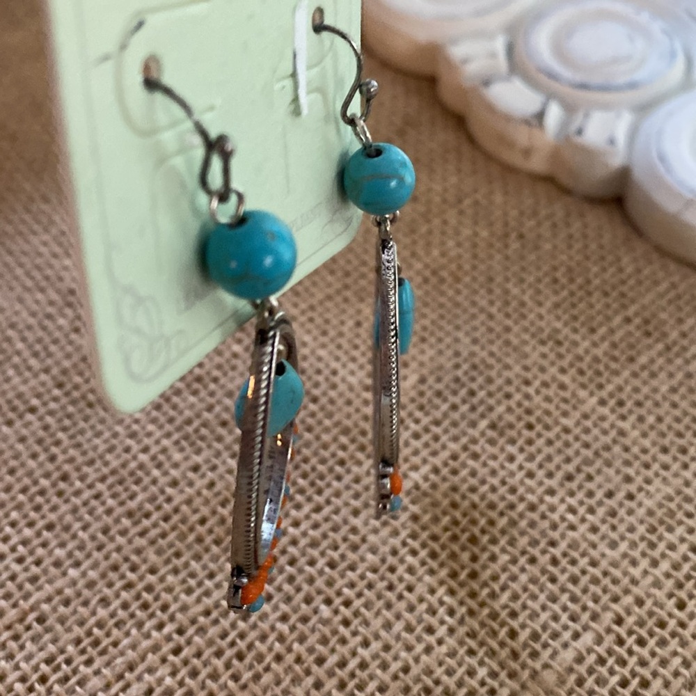 Icon Ladies silver & turquoise Earrings nwt - Picture 3 of 6